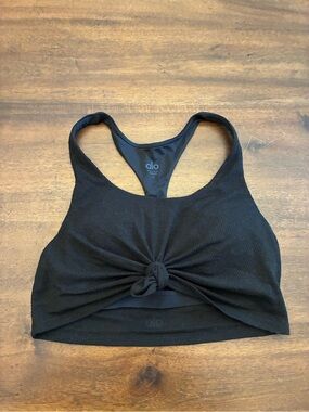 Alo Knot Bra Women’s Small Black Ribbed Sports Bra Tank Top